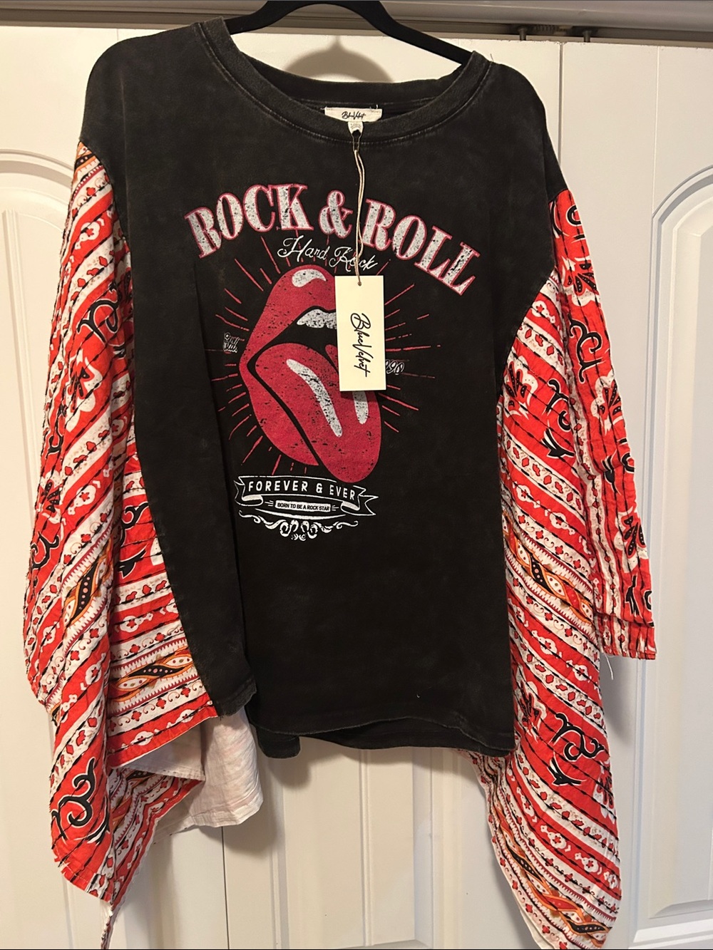 Buckle Up Rock & Roll Pullover Sweatshirt in Black & Red
